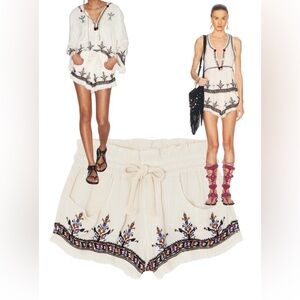 MARANT ÉTOILE Kriss frayed embroidered jacquard shorts US size 6